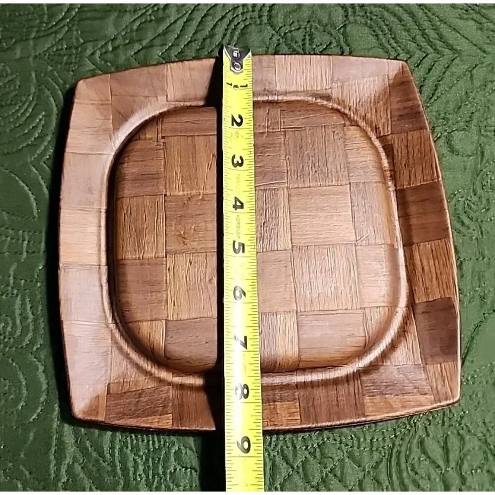 Vintage Weavewood Cheese‎ Tray With Clear Lucite Dome Lid MCM Kitchen Decor USA